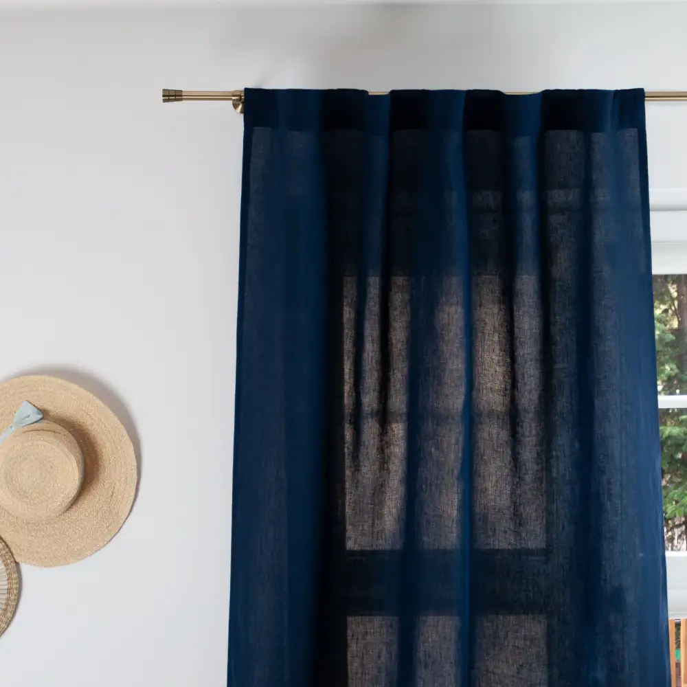 Simple Back Tab Linen Curtain