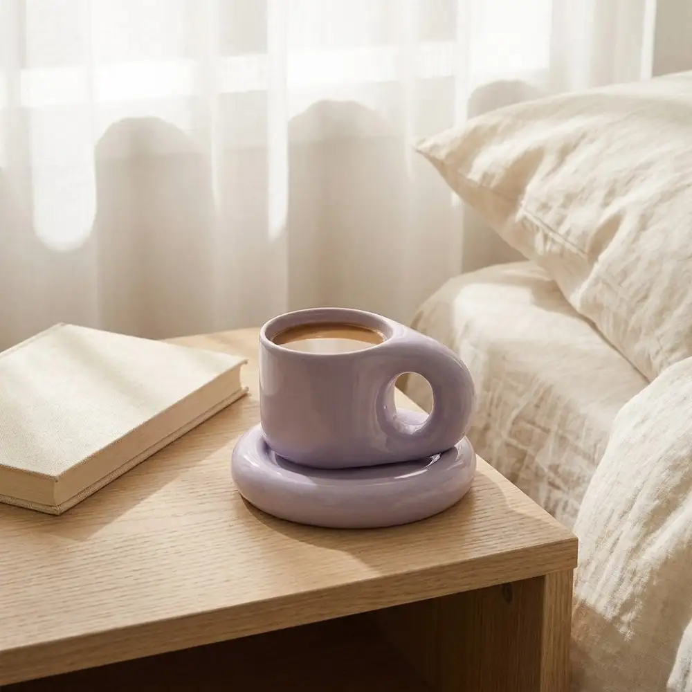 Ceramic Pastel Mug And Saucer