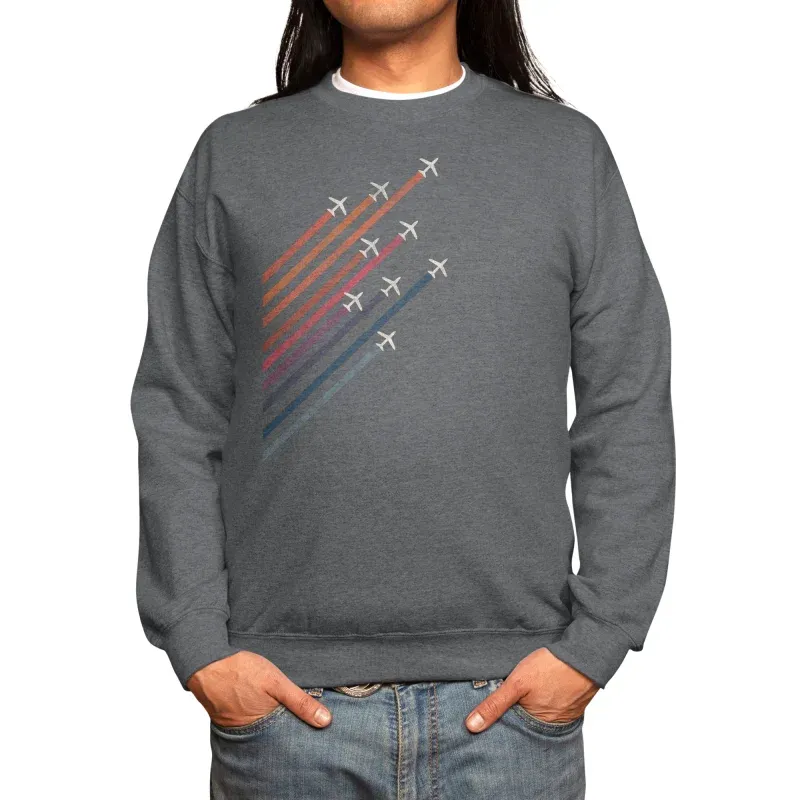 Retro Airplane Rainbow Trails Sweatshirt