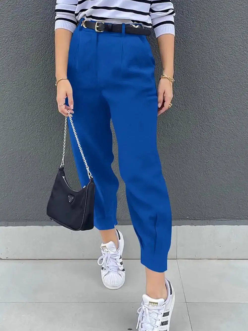 Textured High Waist Pocket Detail Pants