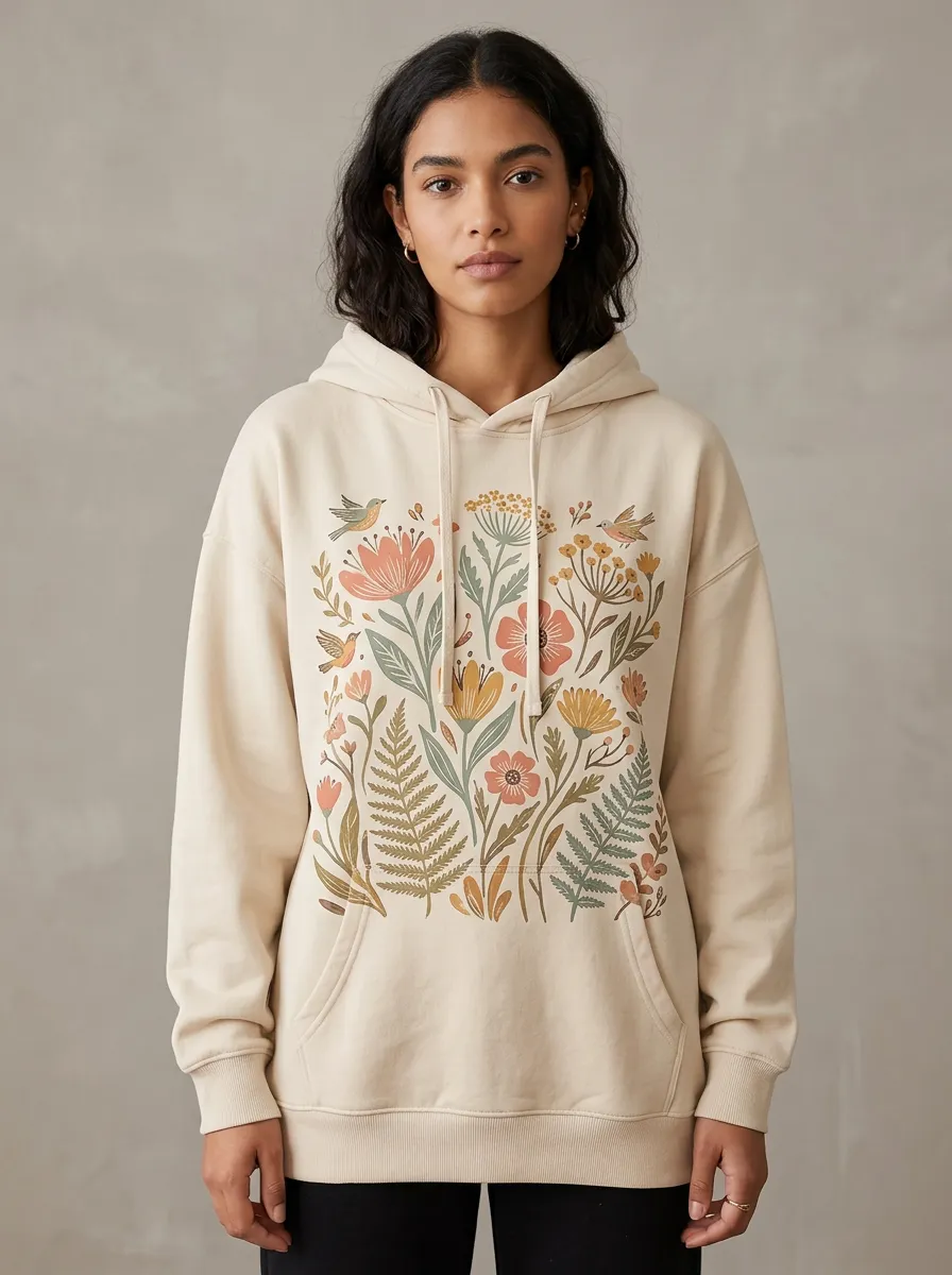 Nature Lover Botanical Bird Hoodie
