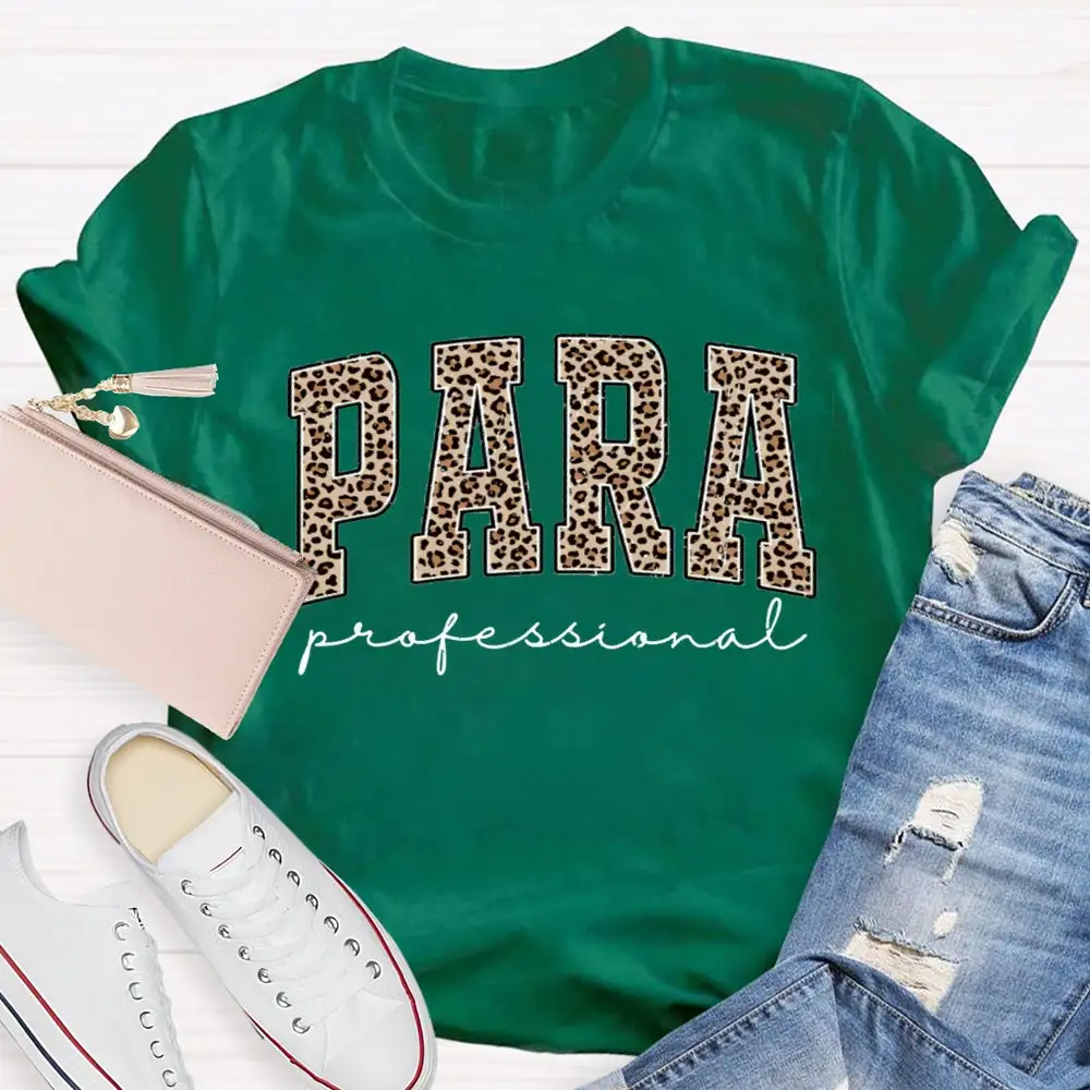 Paraprofessional Teacher Leopard Para T-Shirt
