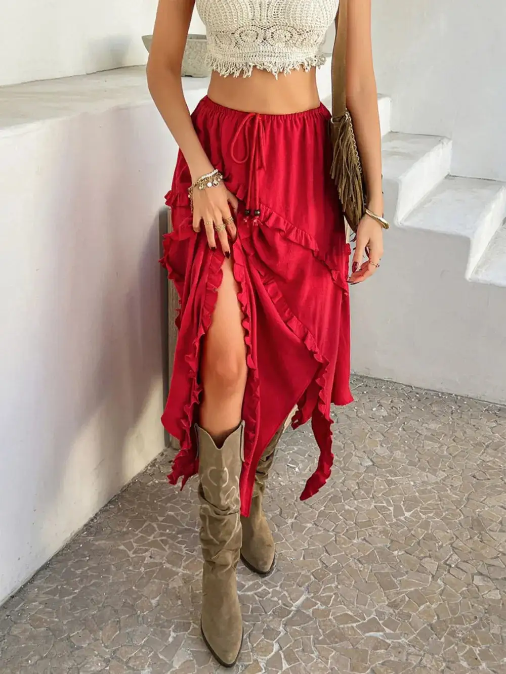 Sequin Drawstring Skirt