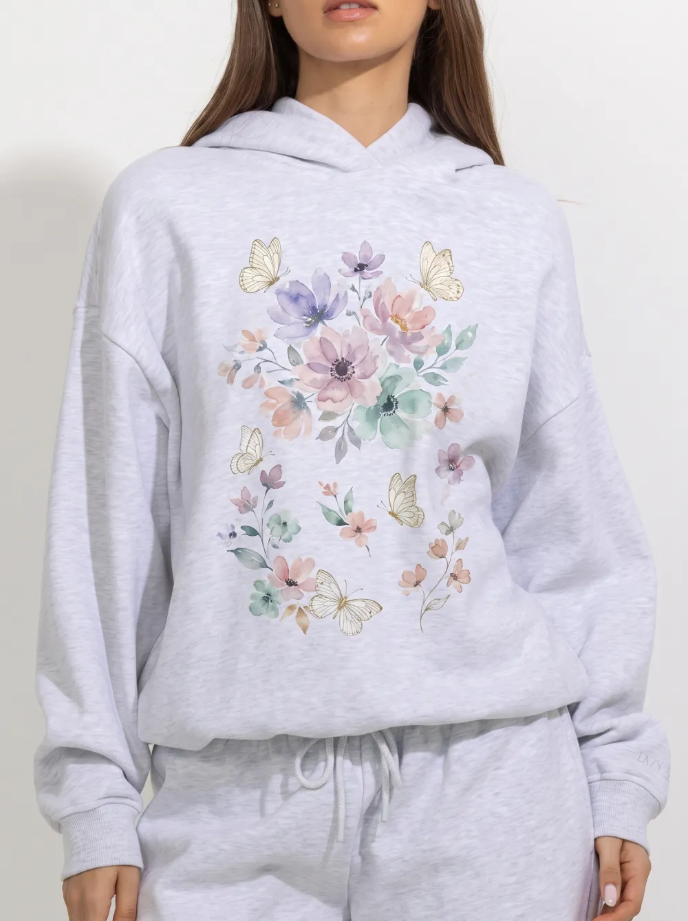 Women's Floral Butterfly Nature Lover Watercolor Printed Hoodie