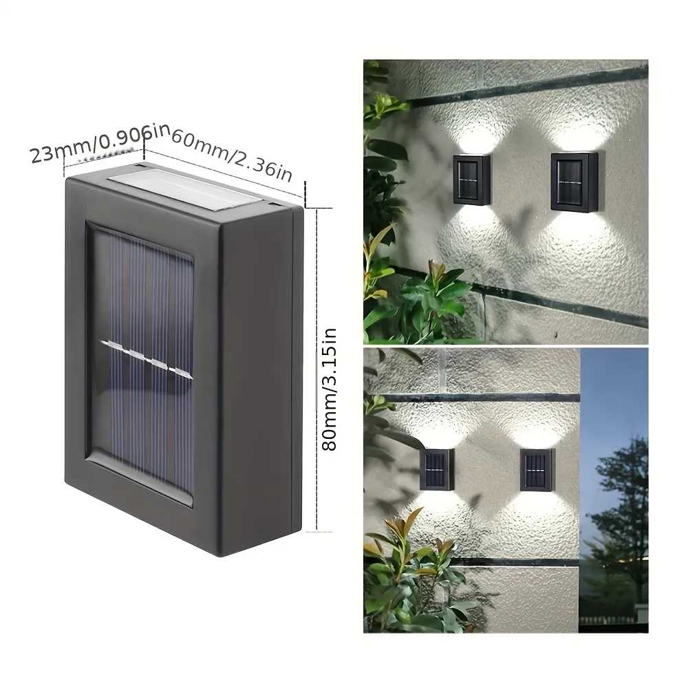 2 Pcs Outdoor Solar Wall Sconce