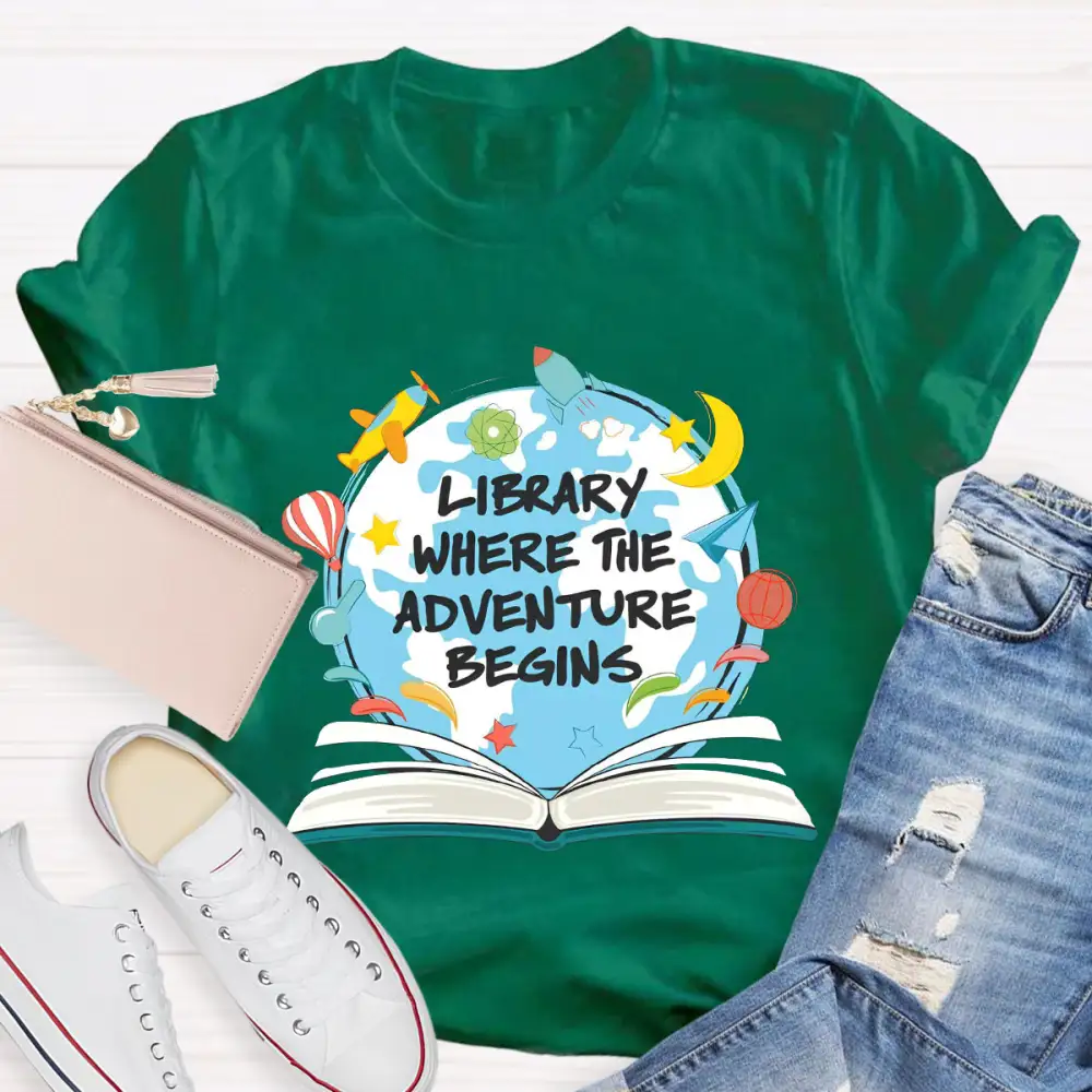 Library Where The Adventure Begins T-Shirt