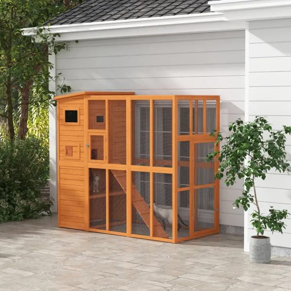 Versatile Outdoor Cat Condo with Enclosure, Cat Helper for Climbing and Lounging Outdoors