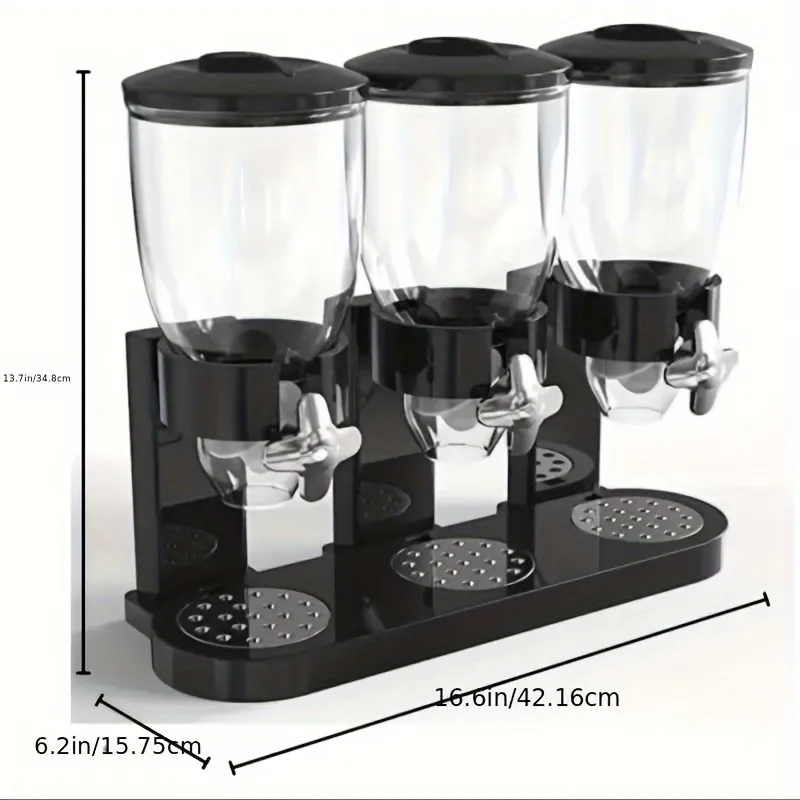 Triple Cereal Dispenser with Airtight Containers, Kitchen Tool for Cereal and Dry Food Storage