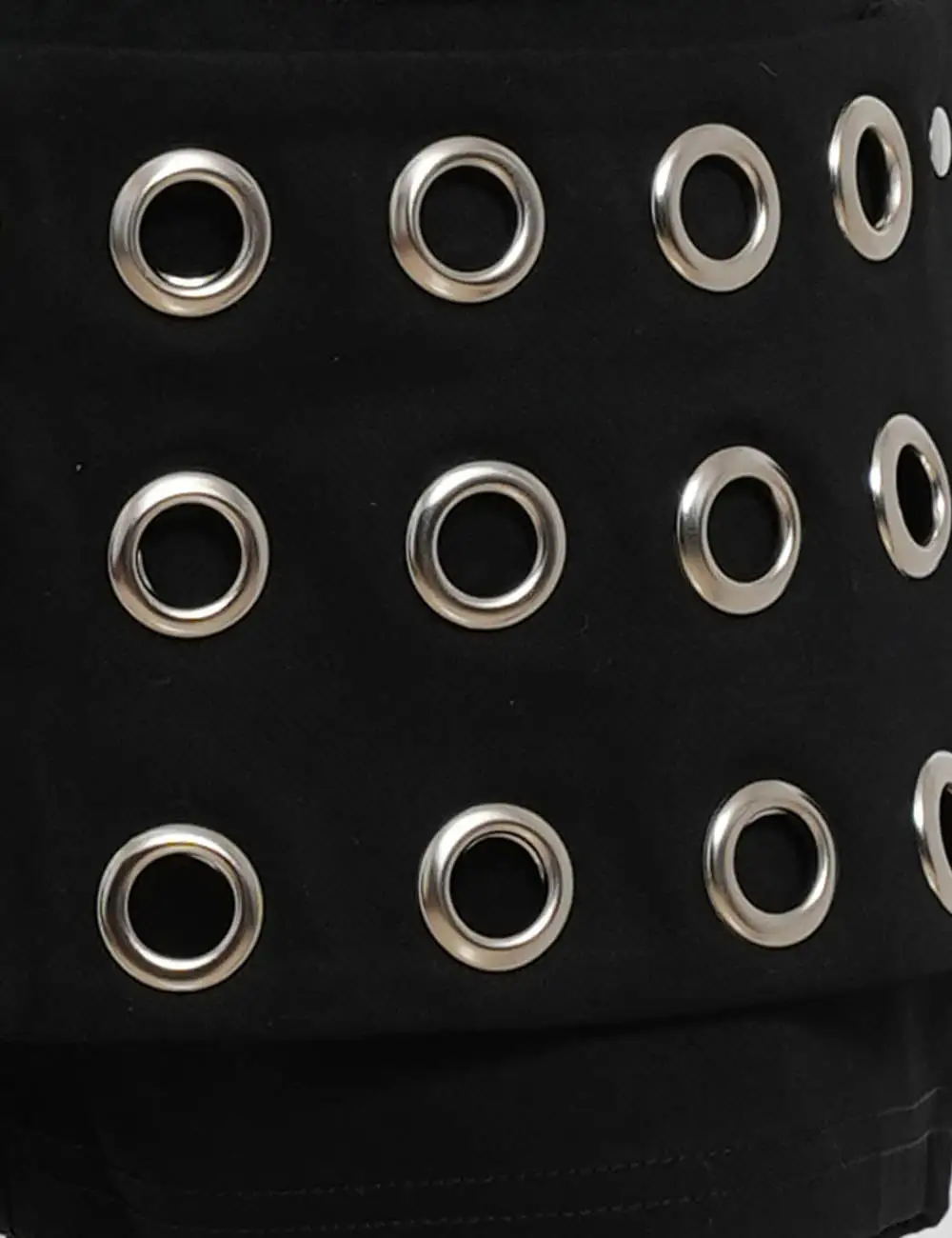 Metal Eyelet Elastic Waist Button Closure Mini Shorts
