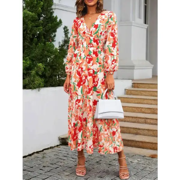 Long Sleeve Wrap Midi Dress