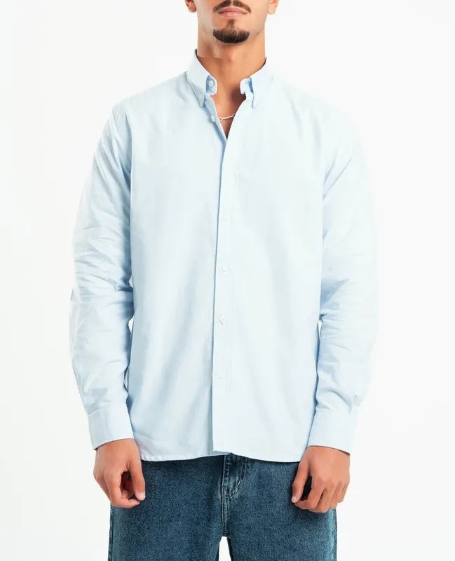 Sky Blue Structured Button Front Shirt