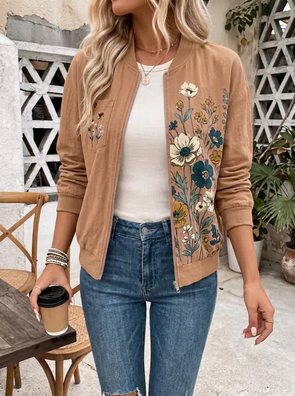 Floral Nature Lover Botanical Bomber Jacket
