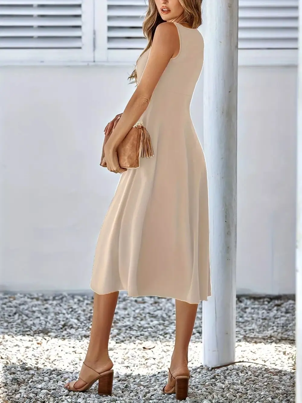 Elegant A Line Sleeveless Midi Dress