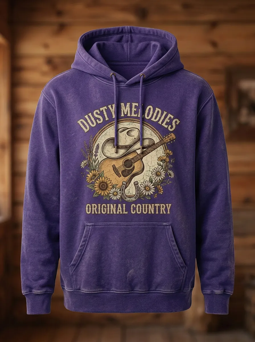 Guitar Floral Unisex Country Music Printed Hoodie