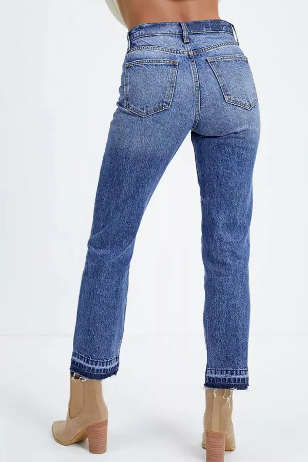 Women' Whiskered Wash Raw Hem Cropped Jeans