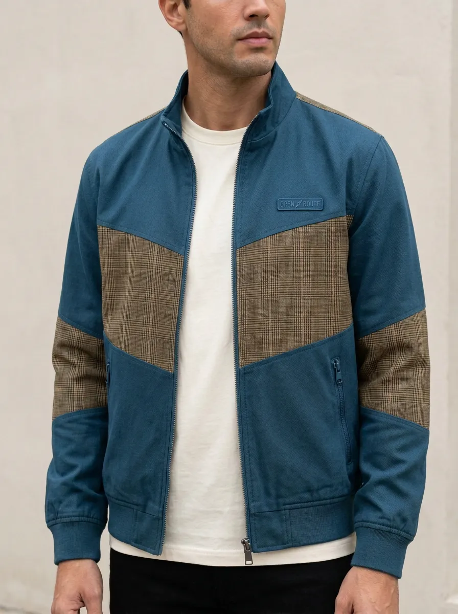 Open Route Plaid Patchwork Jacket