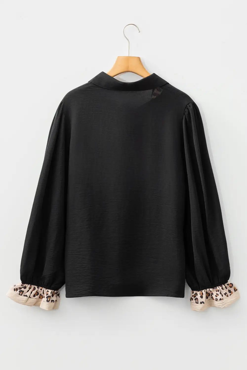 Leopard Print Ruffled Patchwork Blouse