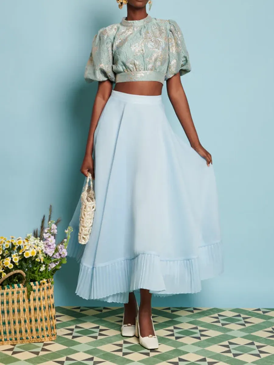 Pleat Midi Skirt