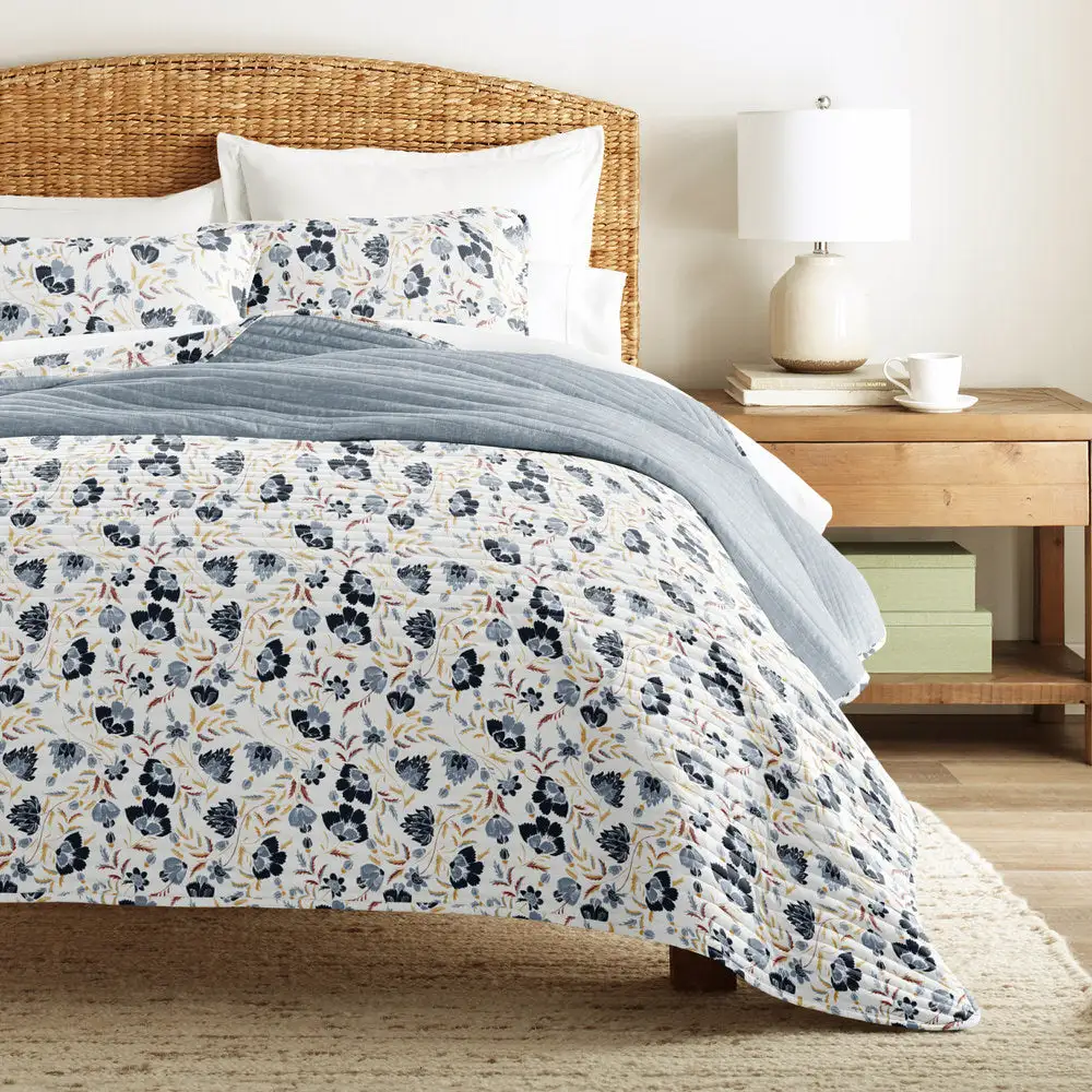 French Jacobean Reversible Quilted Coverlet Set