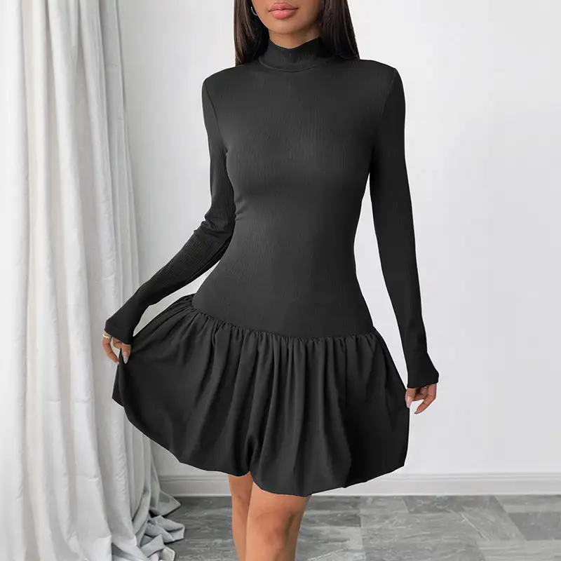 Women's Long-Sleeve Lace Ruffled Maxi Dress
