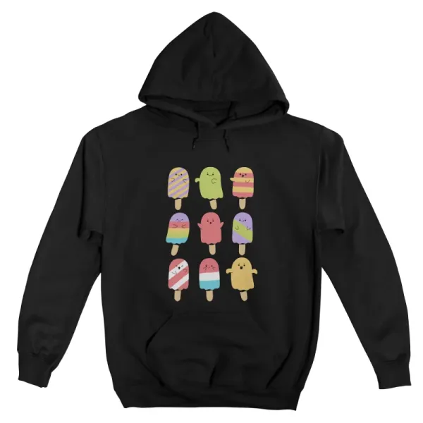 Men's Playful Cartoon Popsicle Print Hoodie