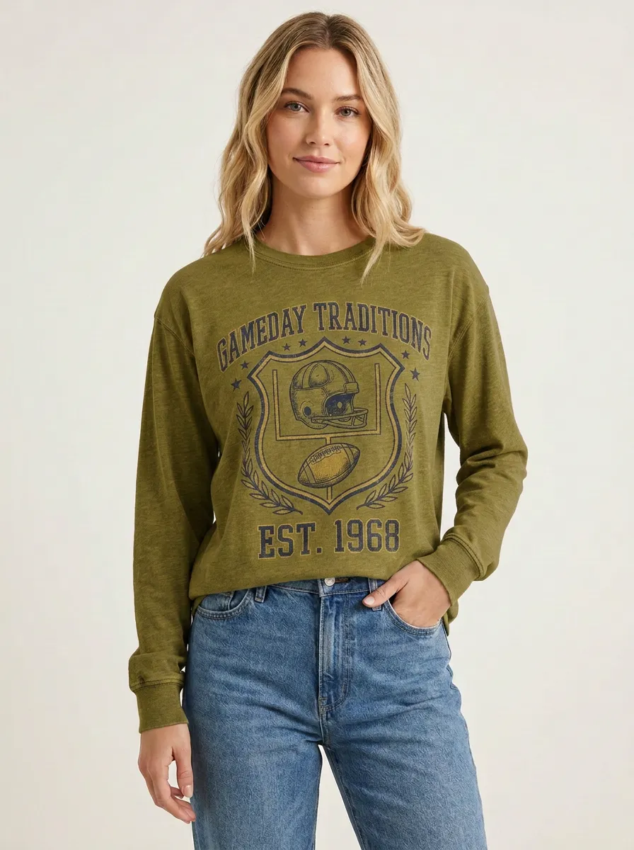 Women's Football Fan Gameday Traditions Helmet Graphic Sweatshirt