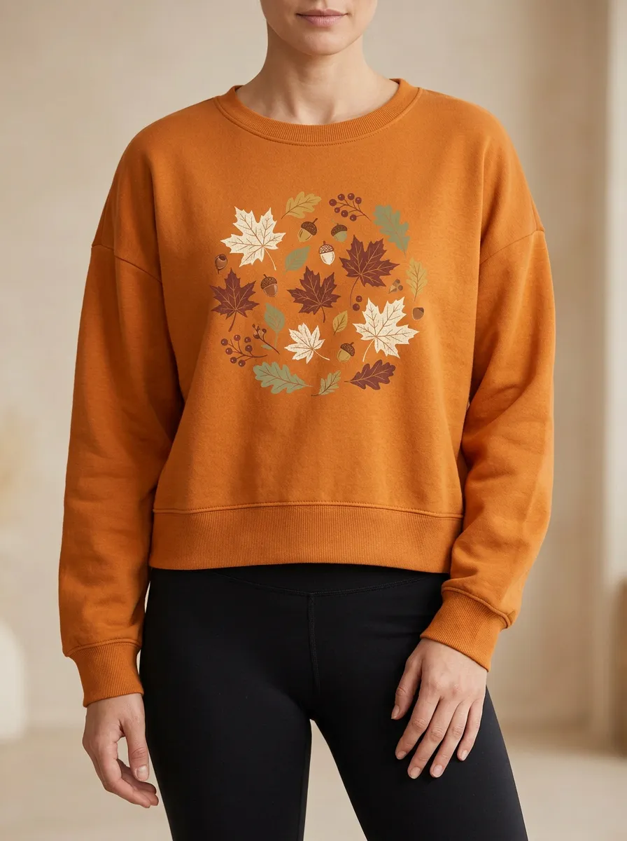 Modern Printed Acorn Graphic Sweatshirt