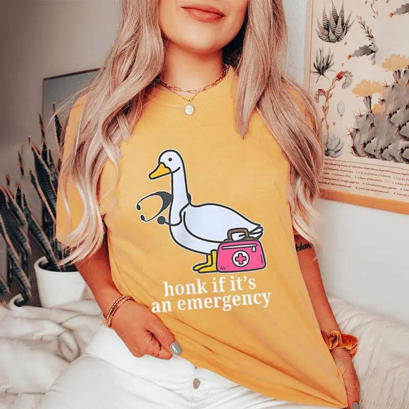 Honk If It's An Emergency Registered Goose Nurse Women Women's Oversized Comfort T-Shirt