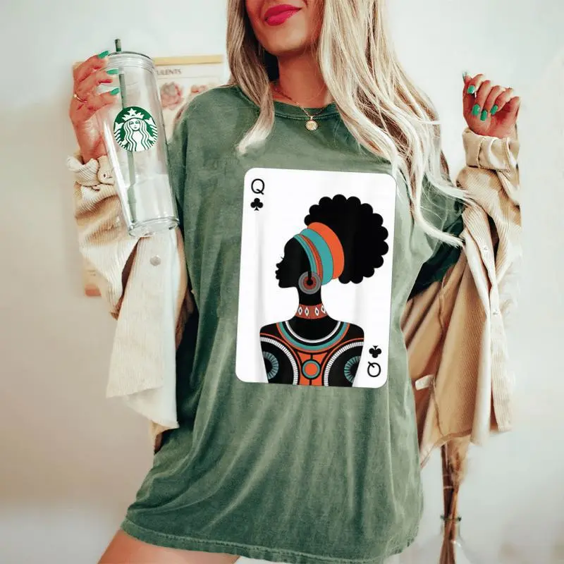 Black Woman Queen Card Women's Oversized Comfort T-Shirt