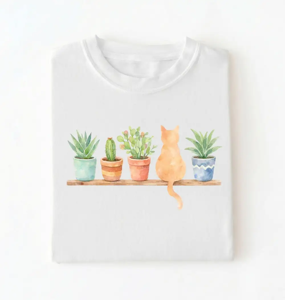 Watercolor Cat Graphic Cotton Tee