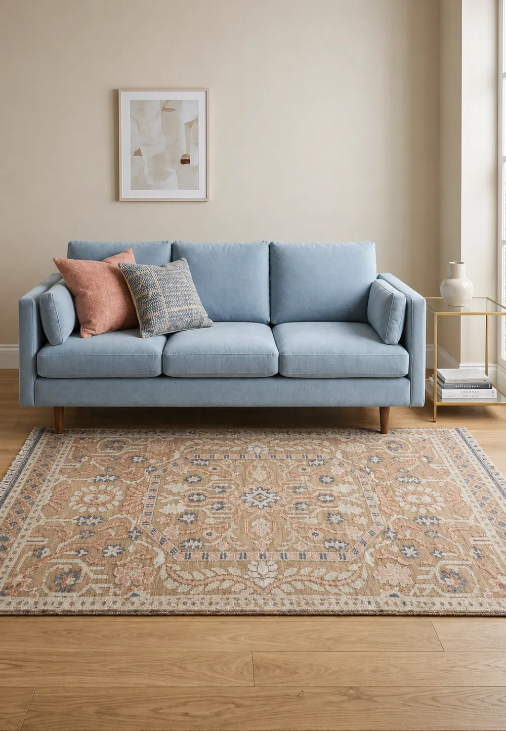 Hand Knotted Medallion Persian Inspired Wool Rectangular Rug
