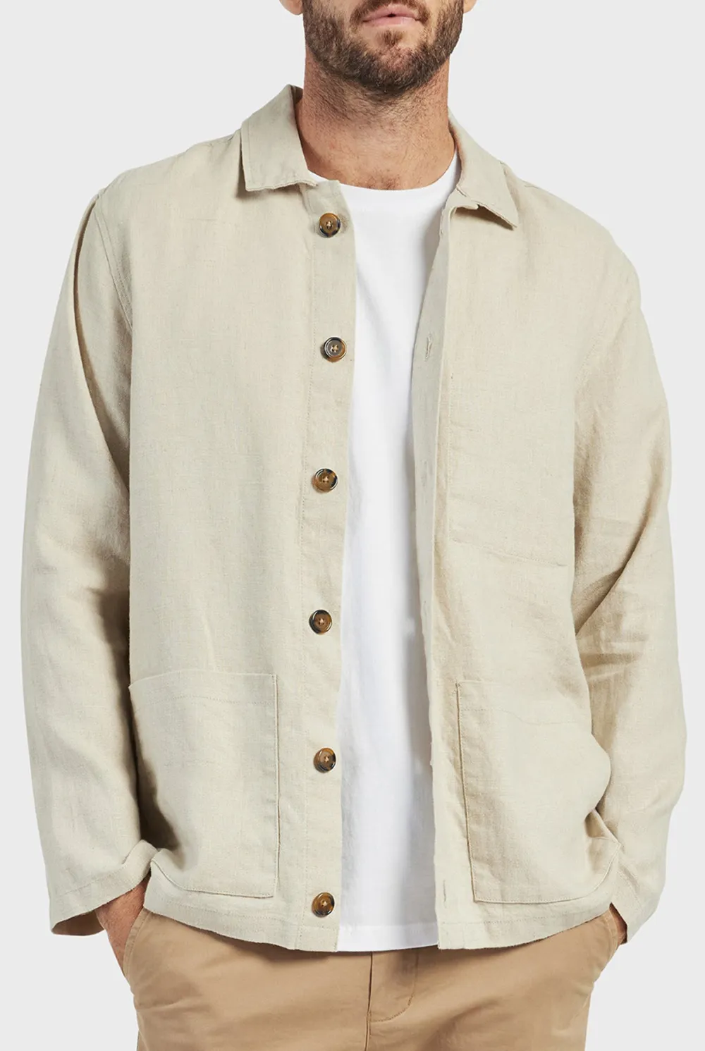 Casual Linen Overshirt- Navy