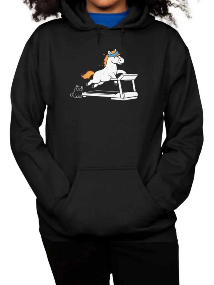 Cartoon Horse Gym Printed Hoodie