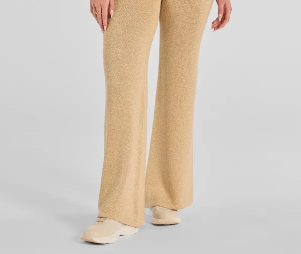 Gold Lurex Knit Straight-Leg Pants