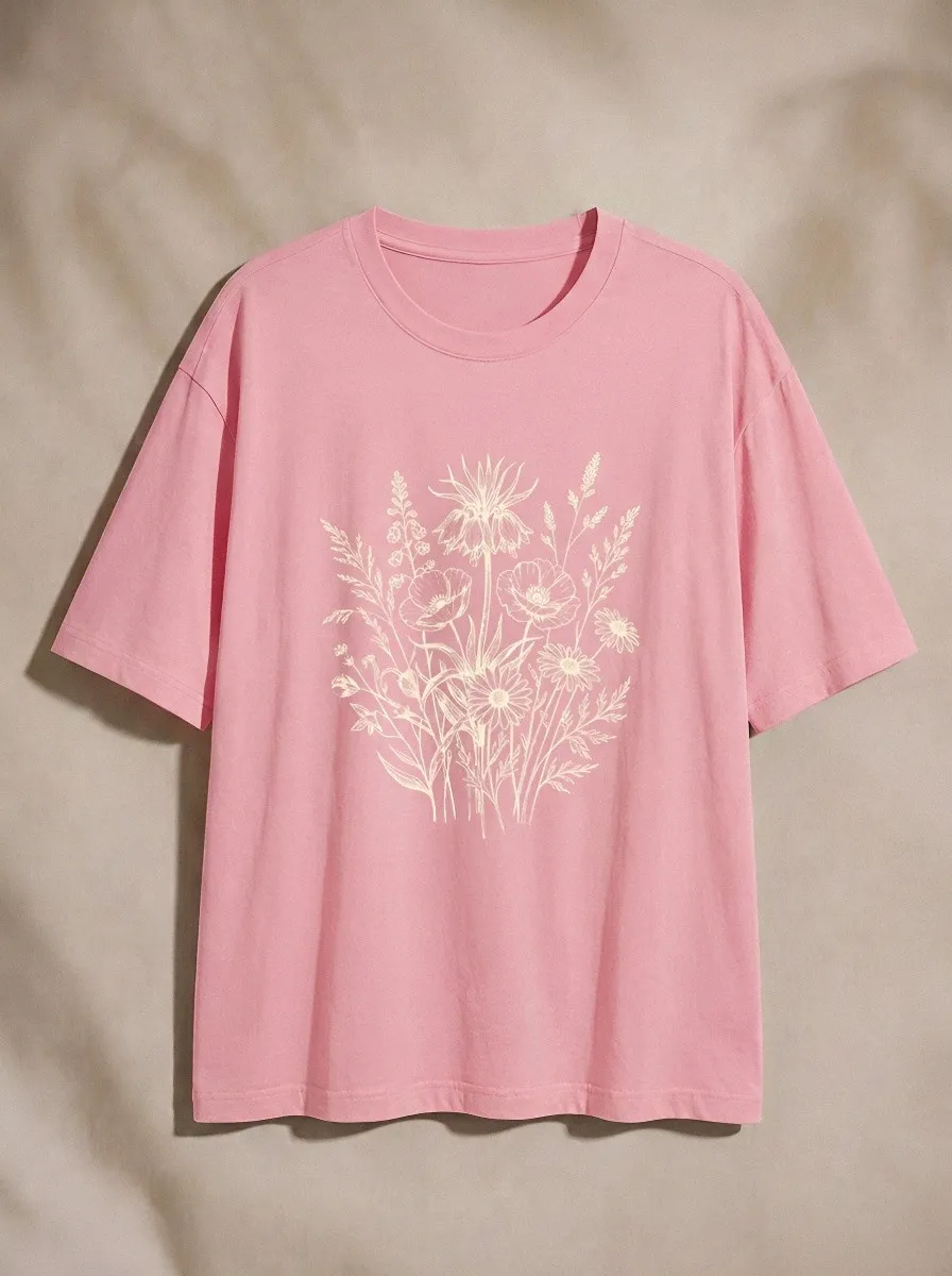 Unisex Nature Lover Wildflower Bouquet Printed T-shirt