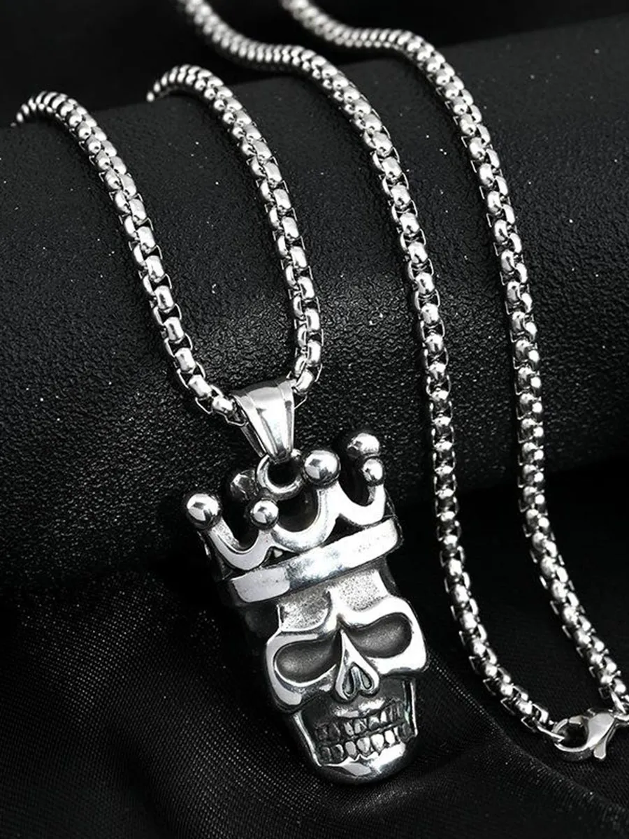 Retro fashion trend king skull male necklace