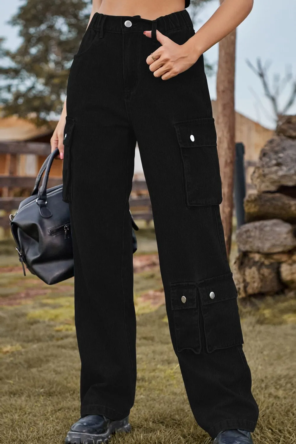Loose Fit Long Pocket Denim Jeans