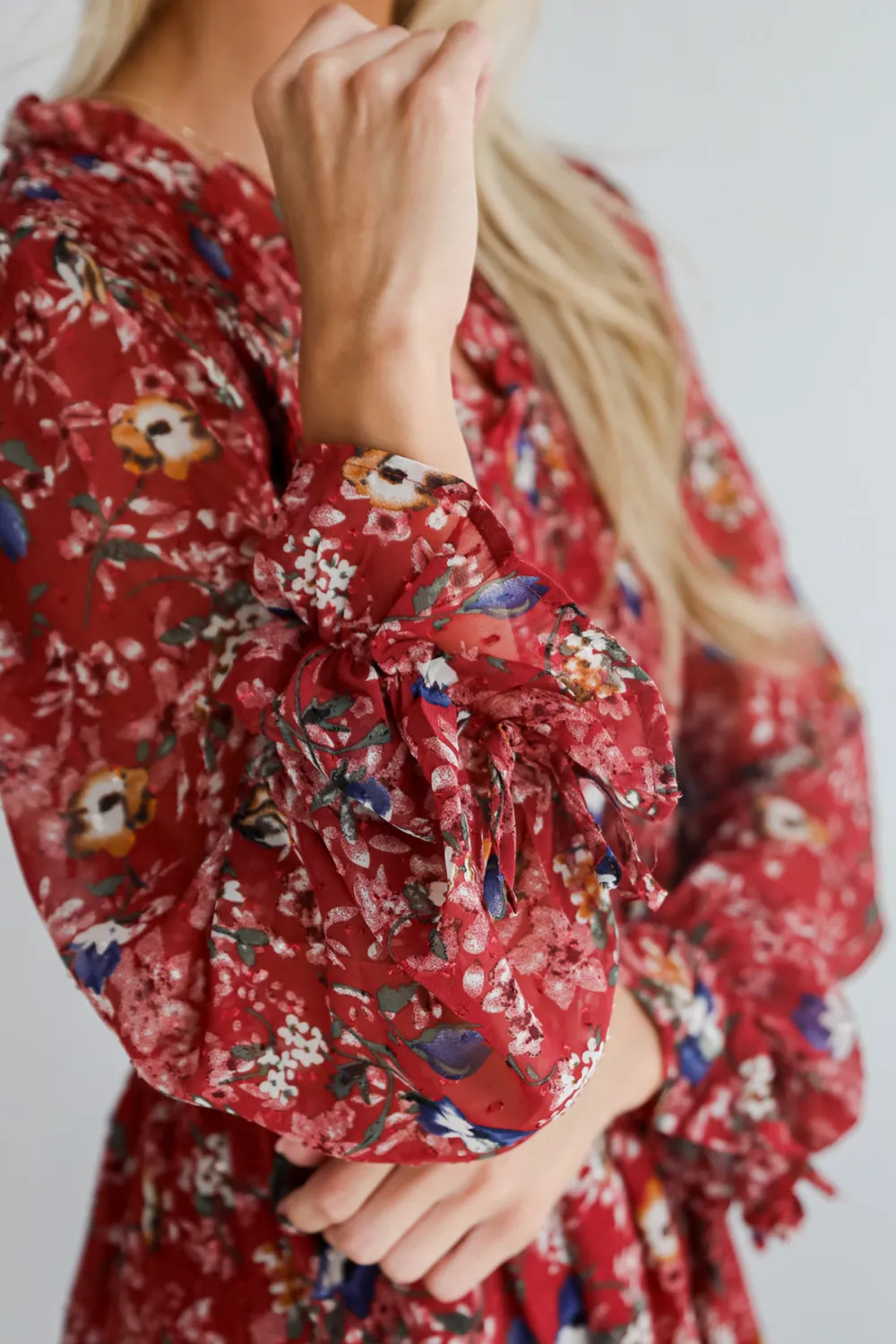 Burgundy Floral Mini Dress
