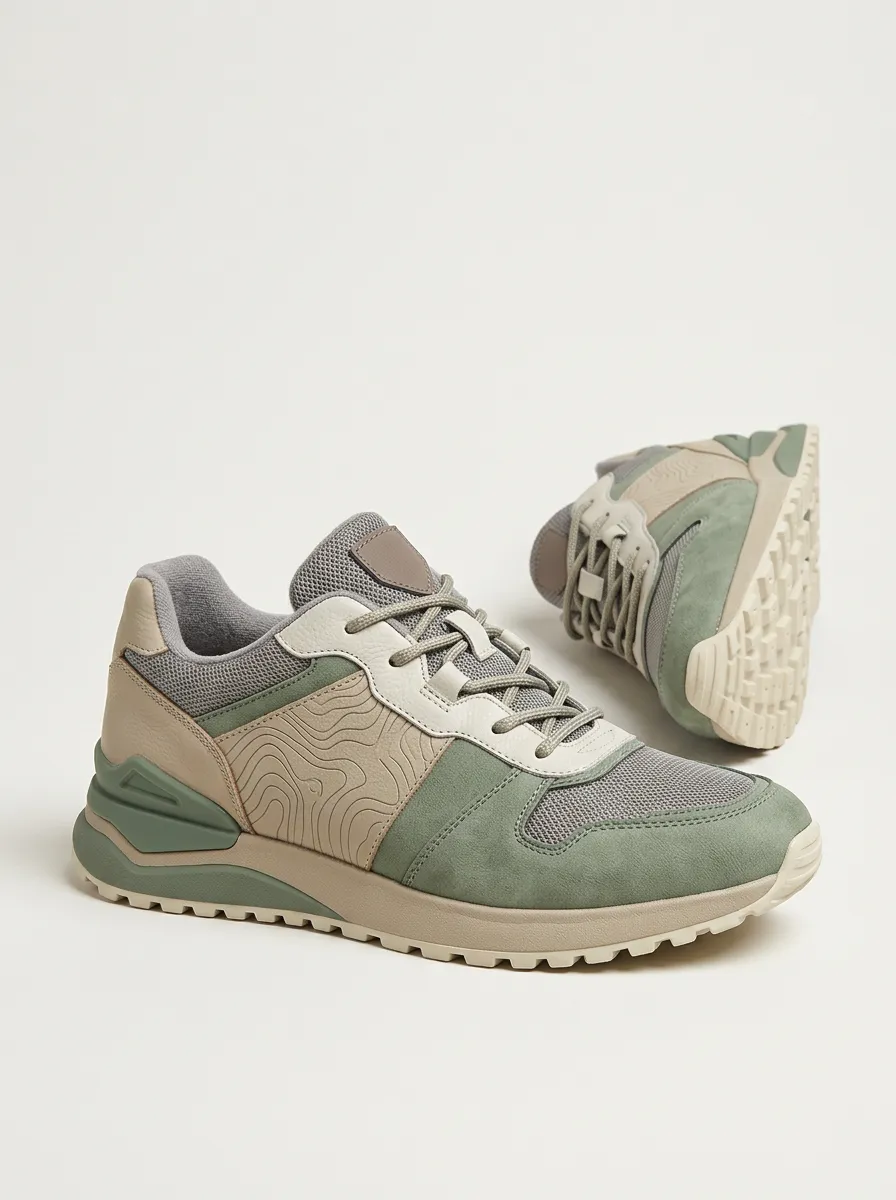 Unisex Classic Outdoor Hiking Topographic Map Print Sneakers