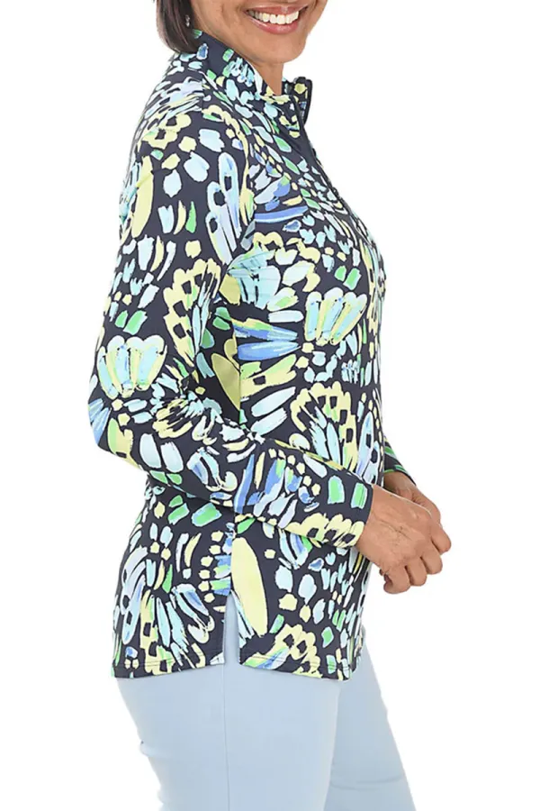 Sunny Brushstroke Mock Neck Top