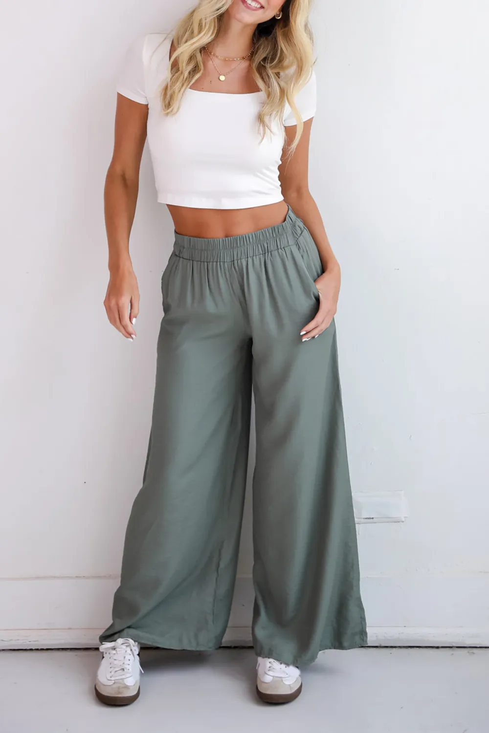 Olive Wide Leg Pants