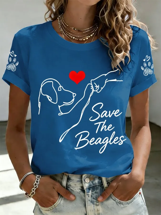 Women's Save The Beagles Print T-shirt