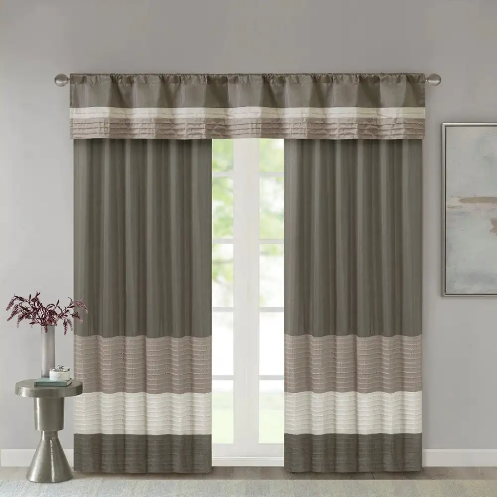 Light Filtering Polyester Striped Back-Tab Curtain Panel