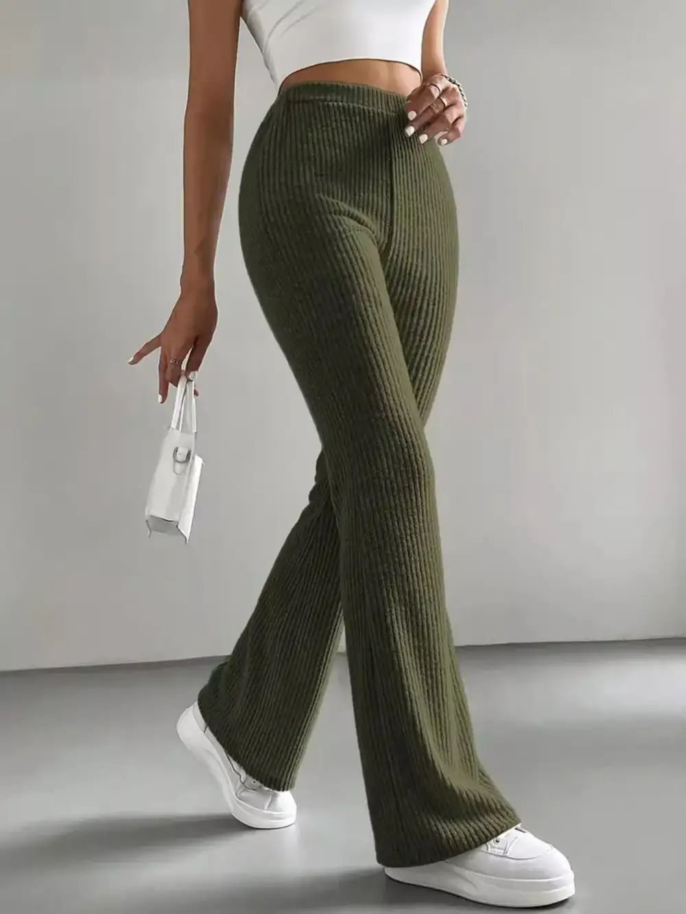 High Waist Flared Casual Pants