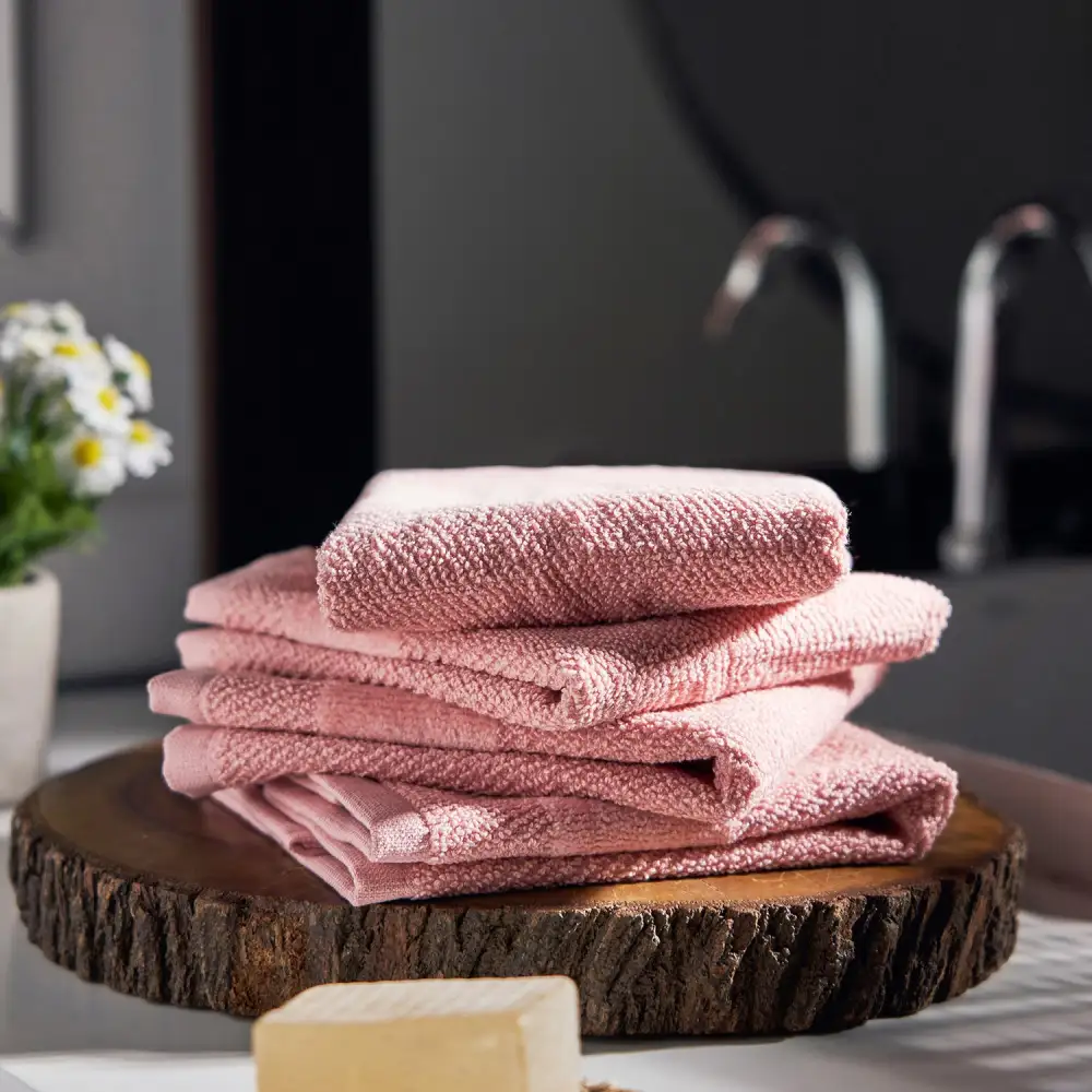 Soft Pink Cotton Face Towel Set