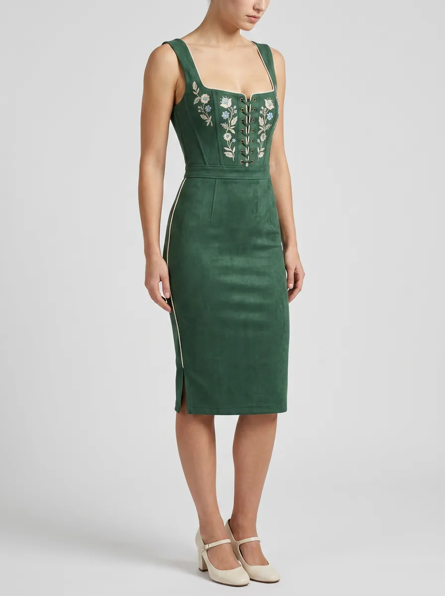 Women's Floral Lace-Up Traditional Bodycon Dress