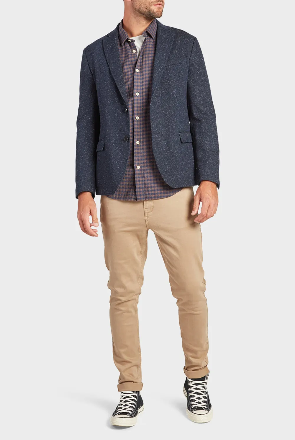Textured Wool Blend Unstructured Blazer Jacket