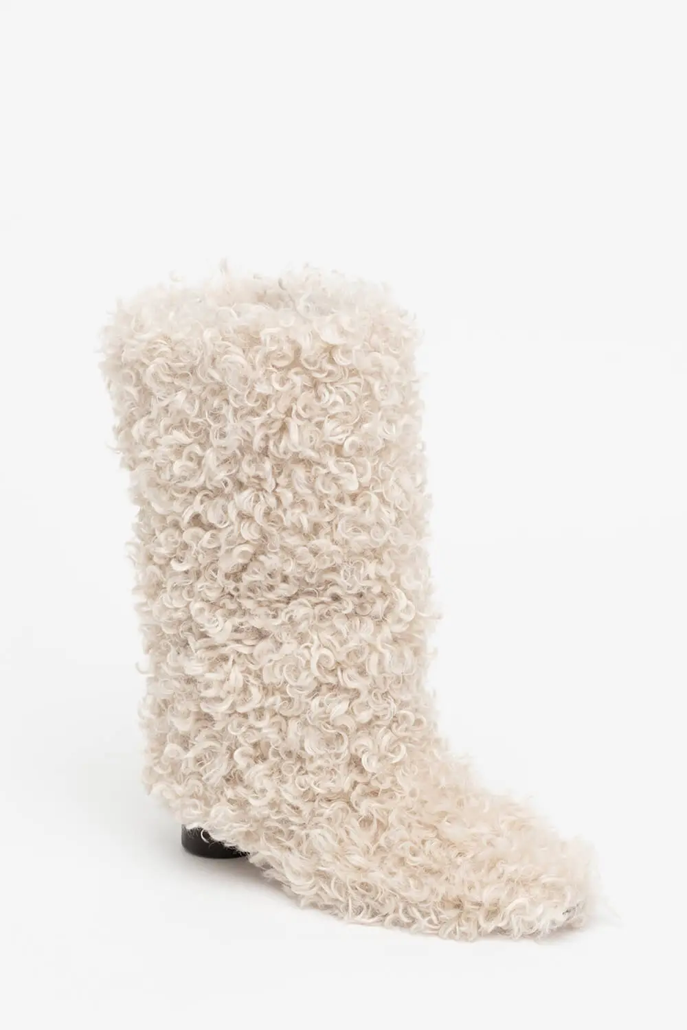 Faux Fur Mid Calf Block Boots