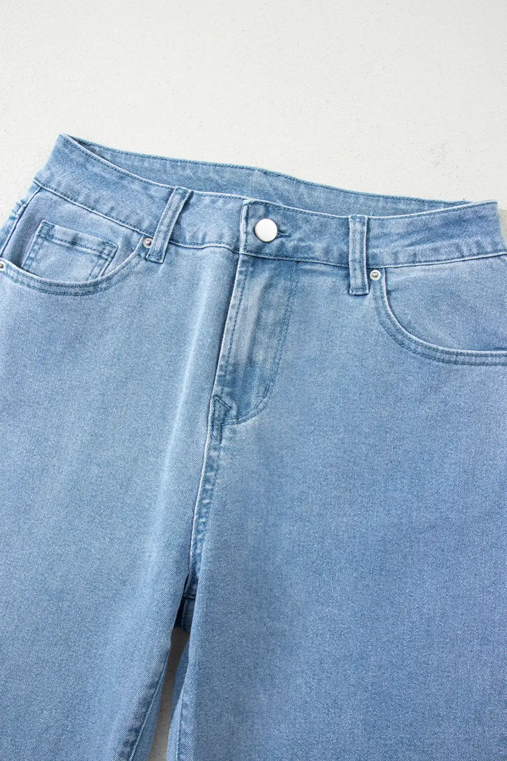 Classic High Waist Wide Leg Washed Denim Jeans