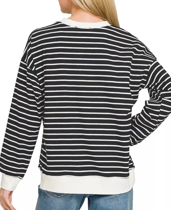 Round Neck Striped Sweatshirt